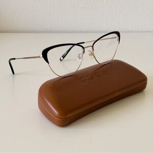 New! Garrett Leight Metal Cat-Eye Vista GBK Glasses with Black Accents Authentic